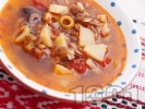 Рецепта Бистра зеленчукова чорба (супа) с леща, картофи, маслини, чесън и домати без запръжка